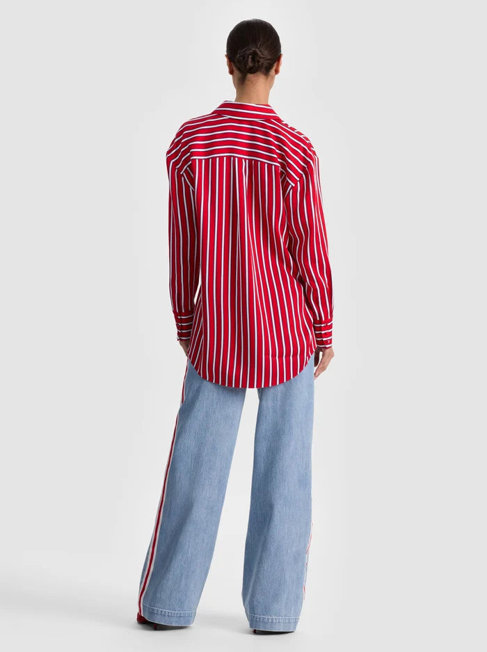 Alcc23011 Red Stripe Button Down