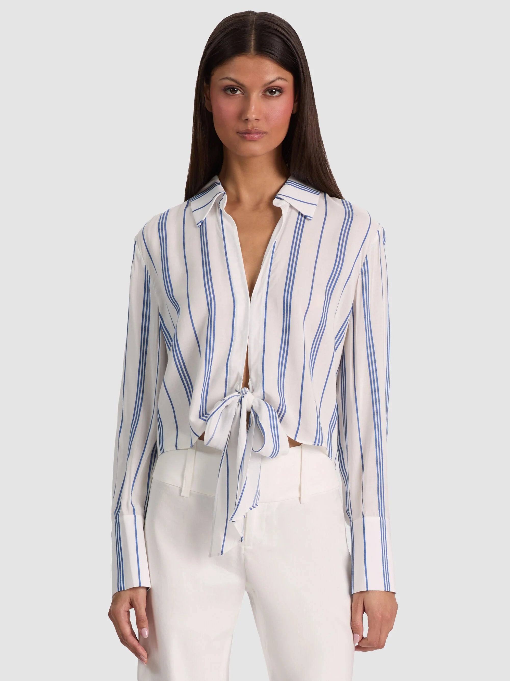 Al36014 Blue Stripe Tie Top