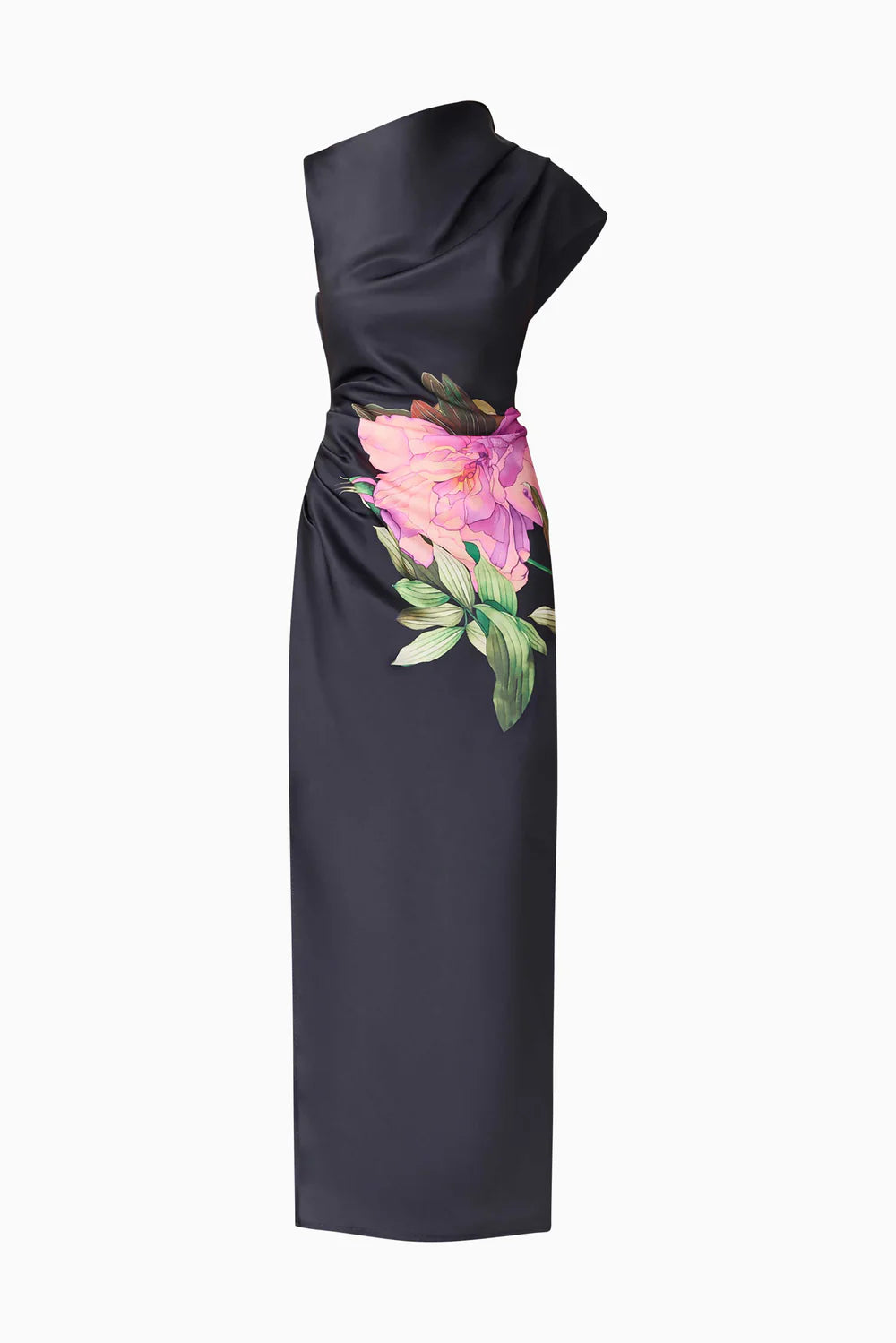 El82518 Black Asymmetric Maxi Dress