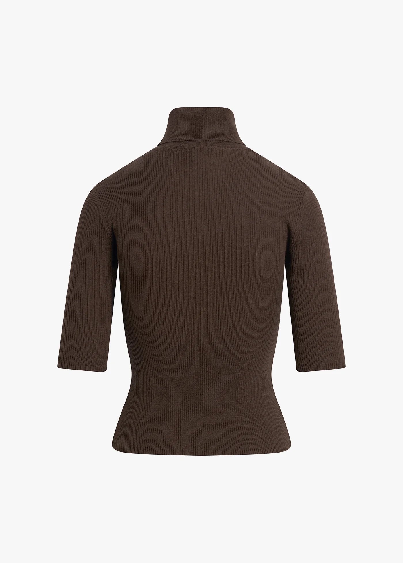 Fa3536 Brown Fitted Turtleneck Top