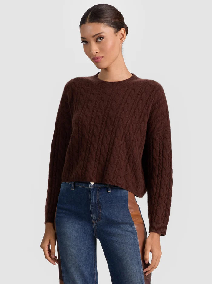 Alcl0005 Chocolate Cable Crewneck Sweater