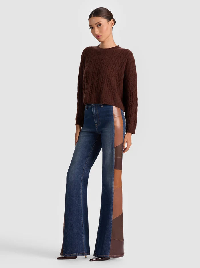 Alcl0005 Chocolate Cable Crewneck Sweater