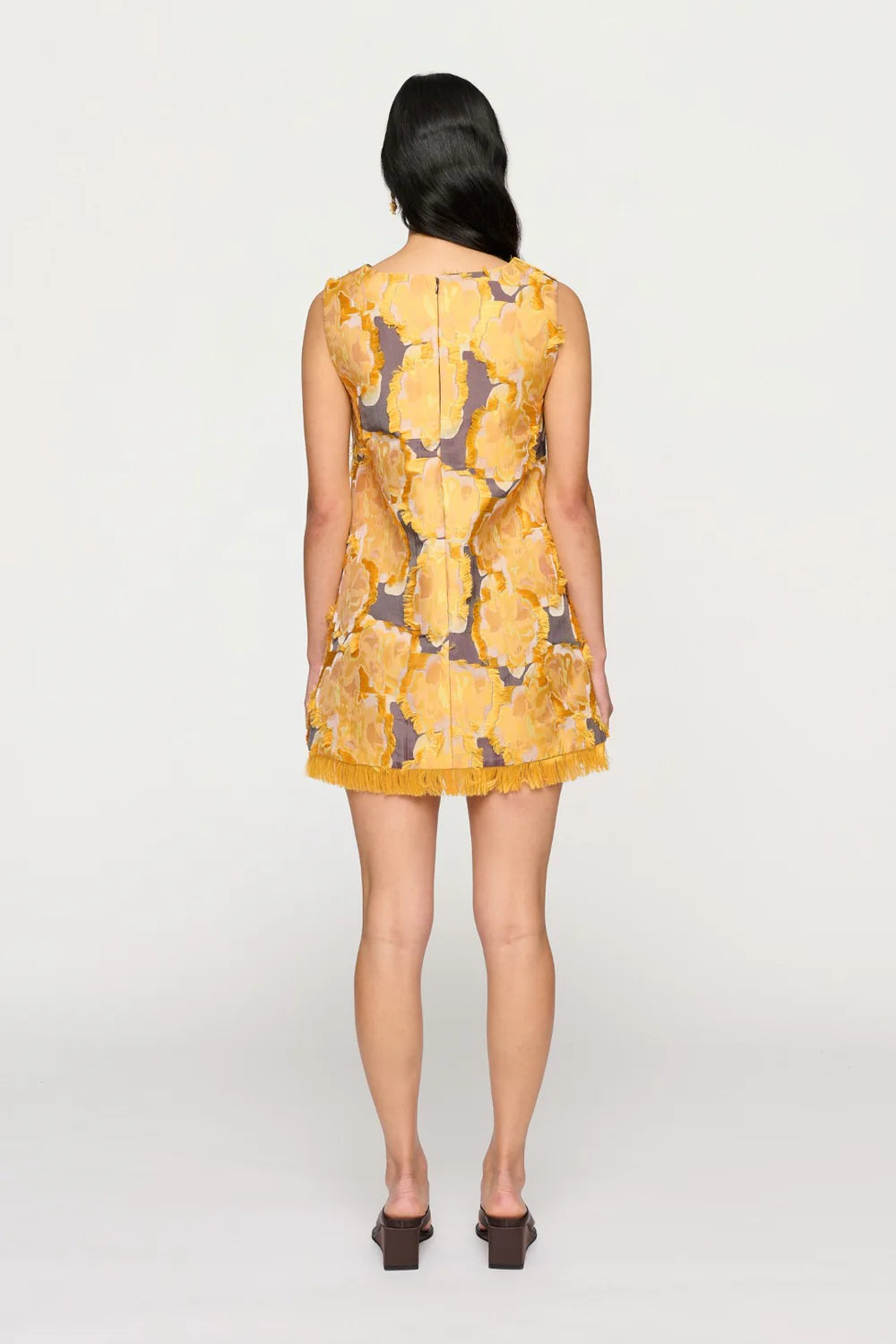 Cl1612 Floral Jacquard Mini Dress