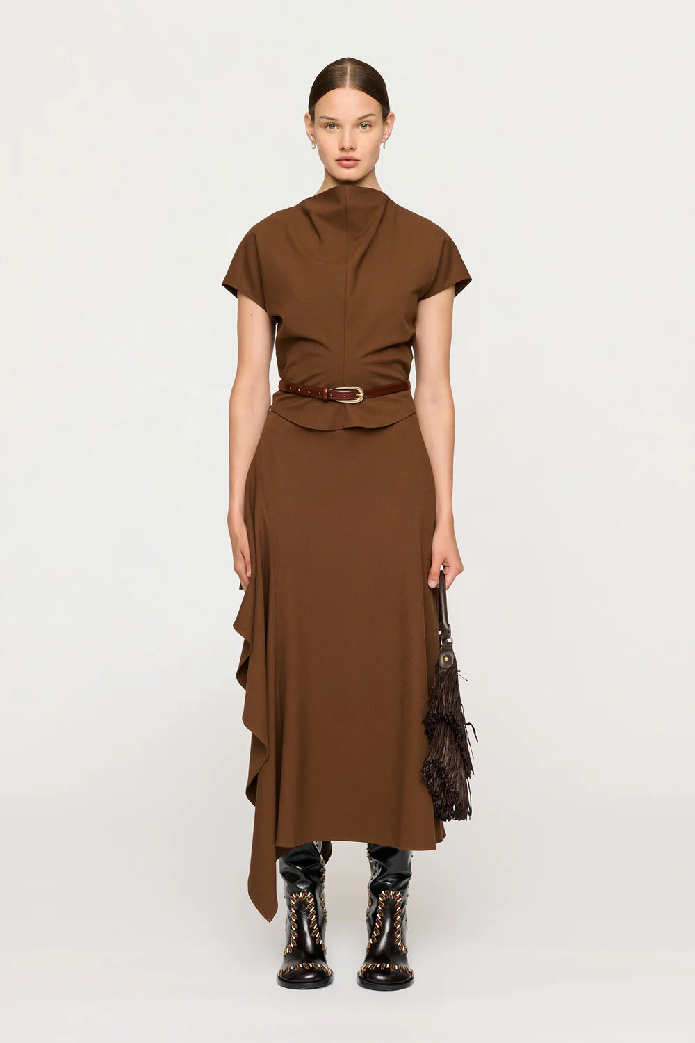 Cl1756 Chestnut Midi Skirt