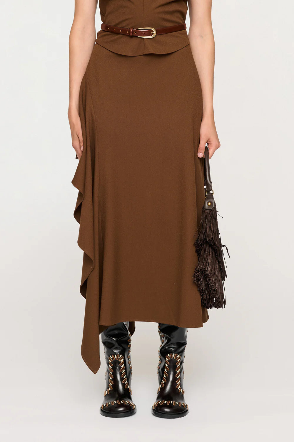 Cl1756 Chestnut Midi Skirt