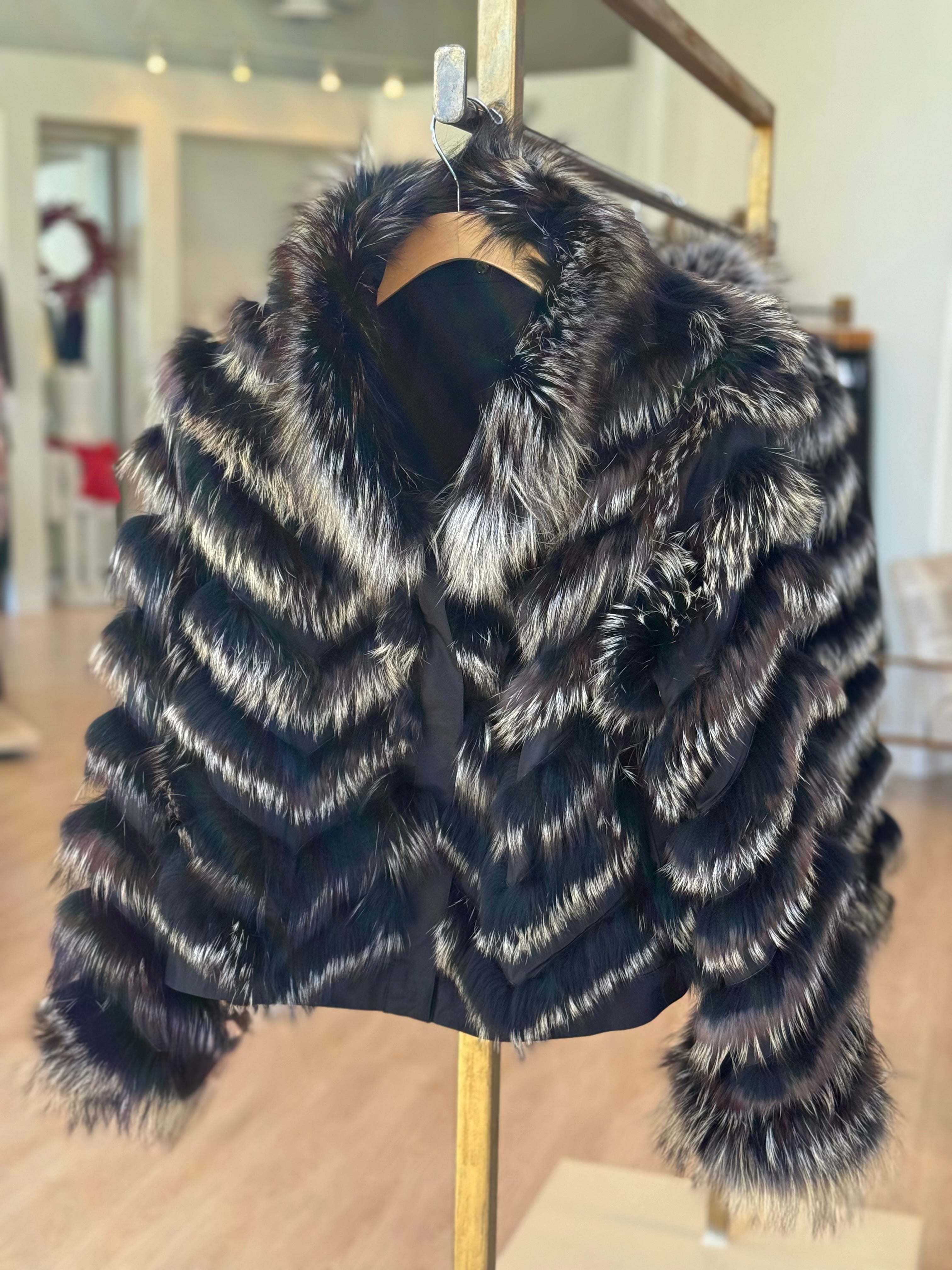 Di3028 Fur Bomber Jacket - Black/Gold