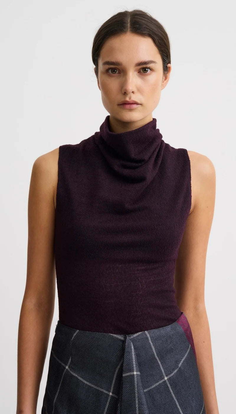 Sm26027 Cowl Neck Knit Shell
