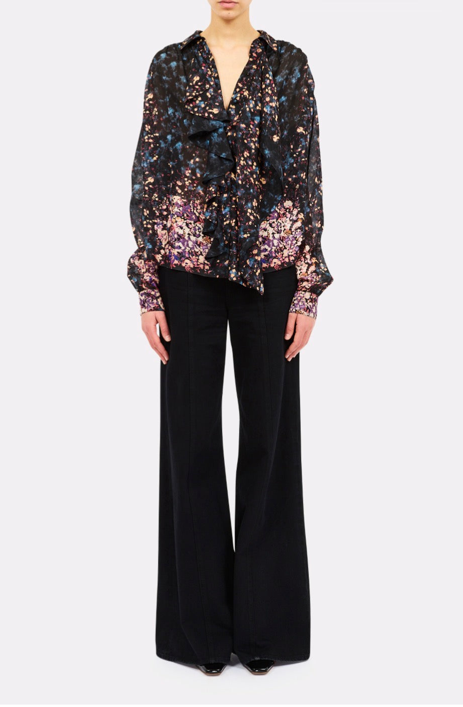 Ul0217 Garden Floral Silk Blouse
