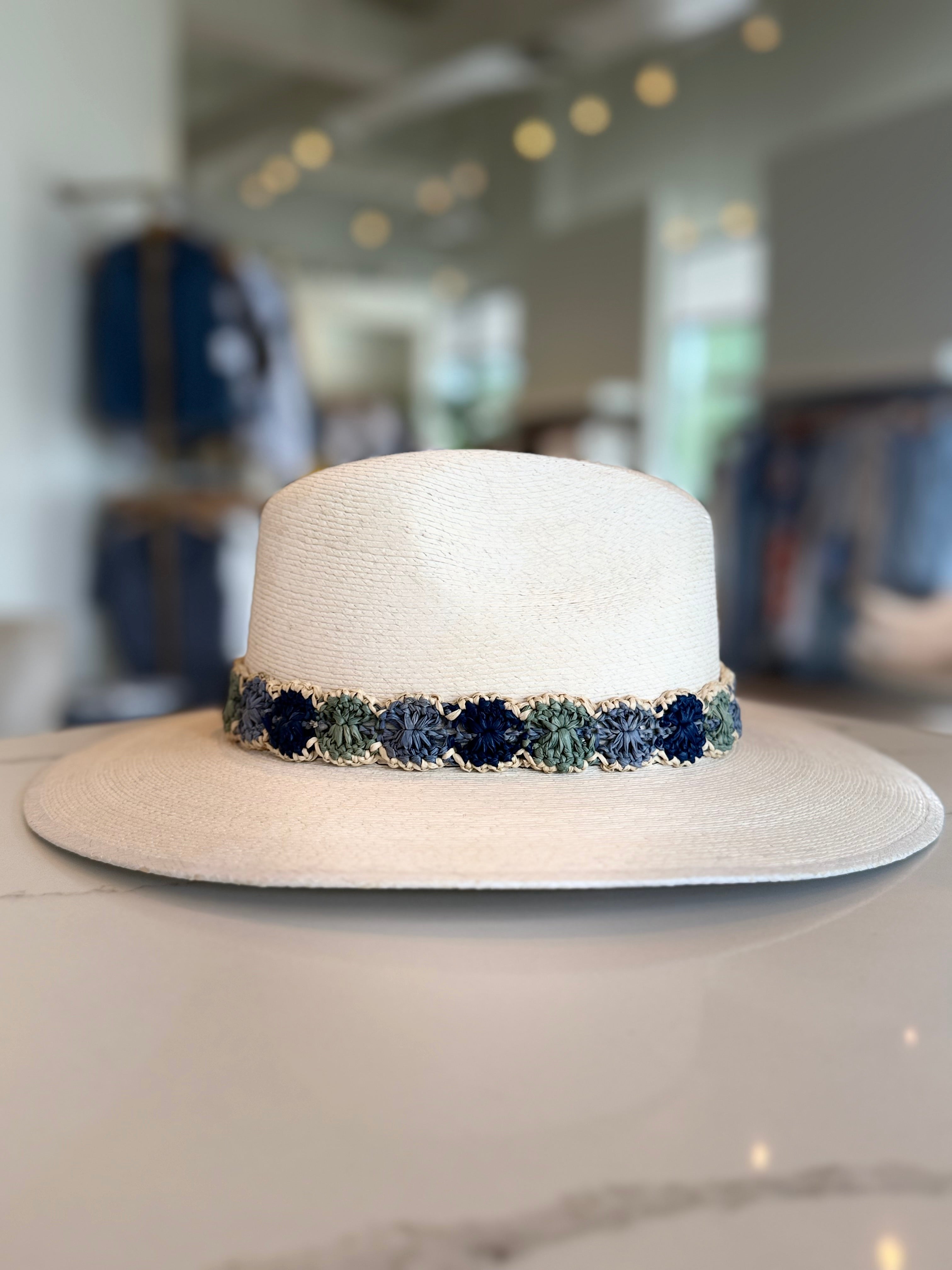 Cream Palm Hat - Blue Ombré