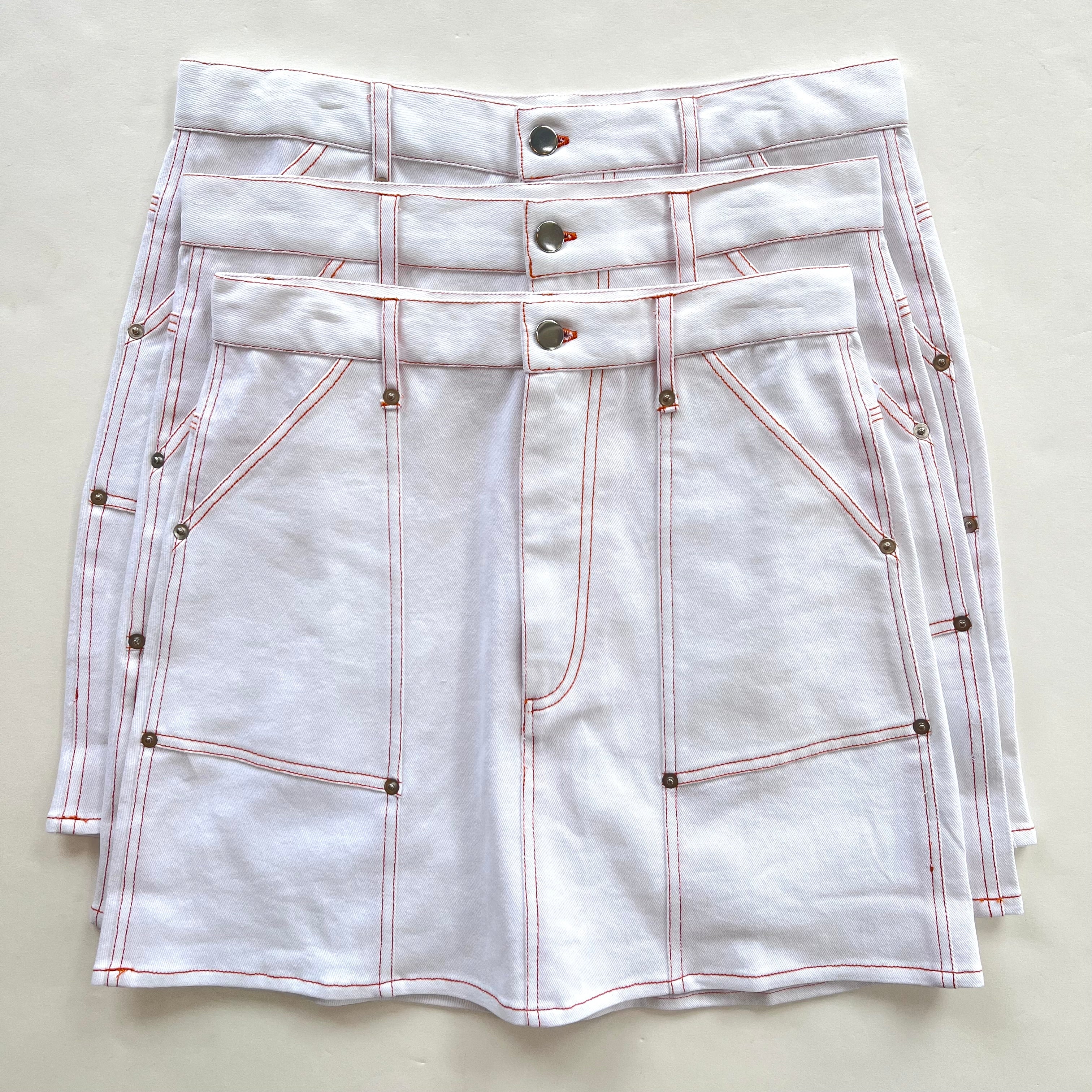 Naw041 White Denim Skirt
