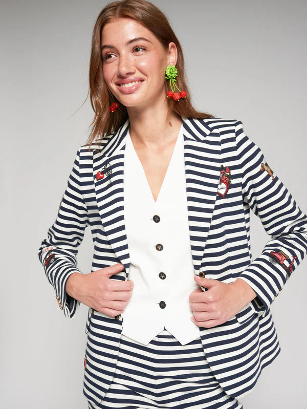 Vi33415 Stripe Ponte Sailor Blazer