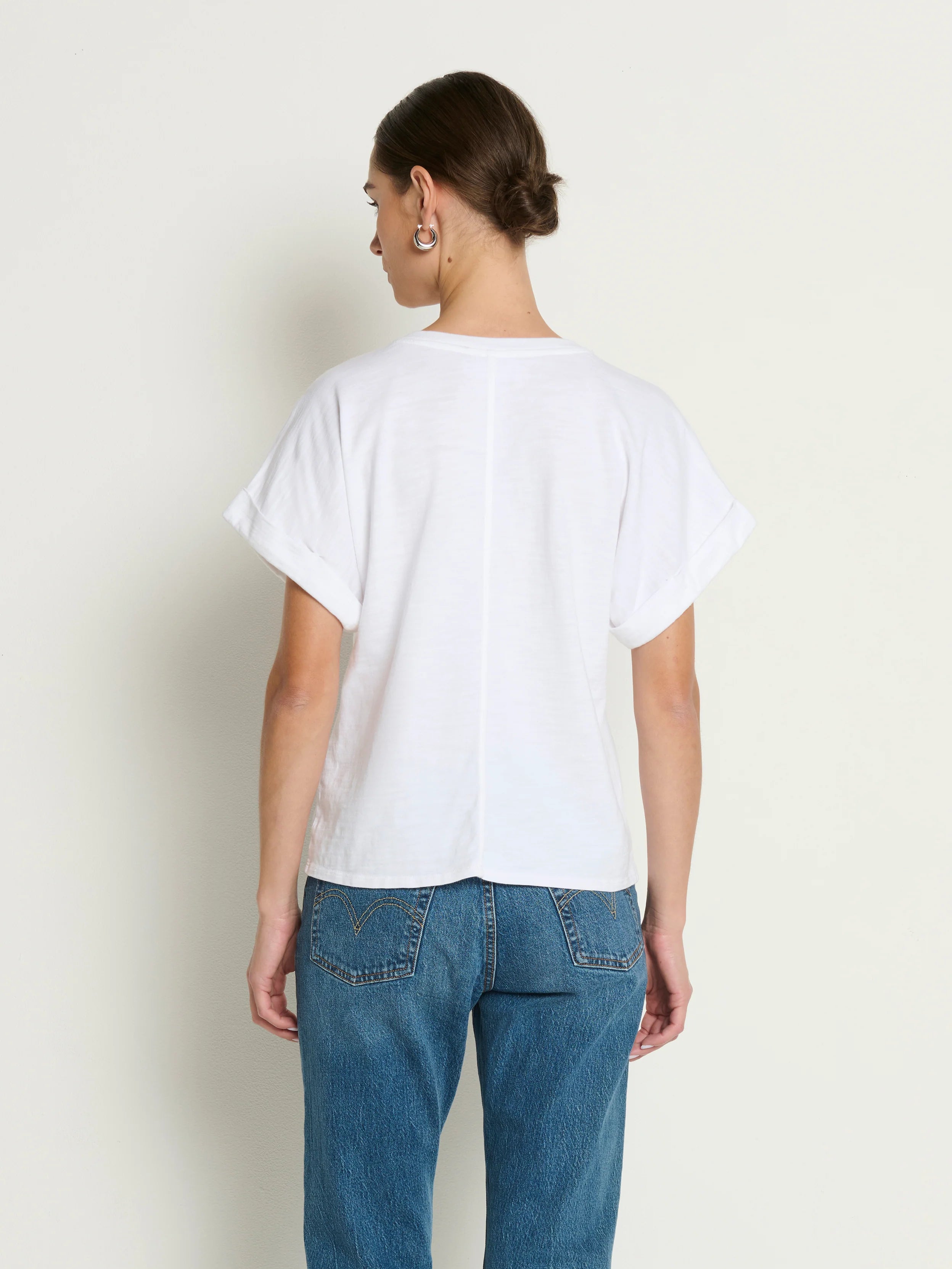 Na2329 Cuff Sleeve Tee - White