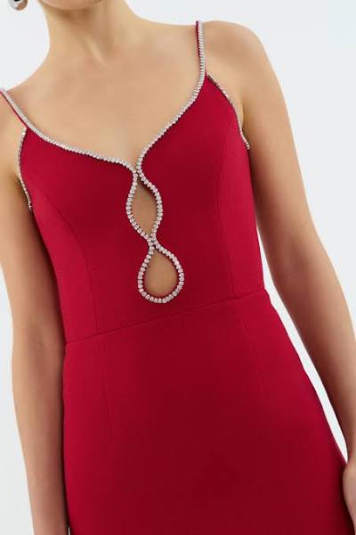 Re1682 Rebecca Vallance Akari Red Emebllished Midi Dress