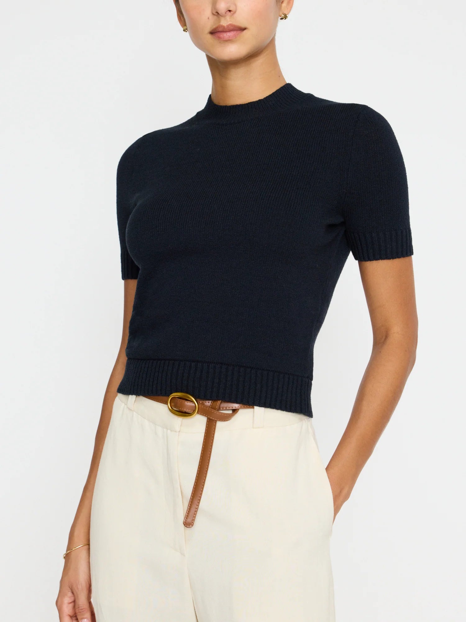 Brkmk4485 Navy Knit Top