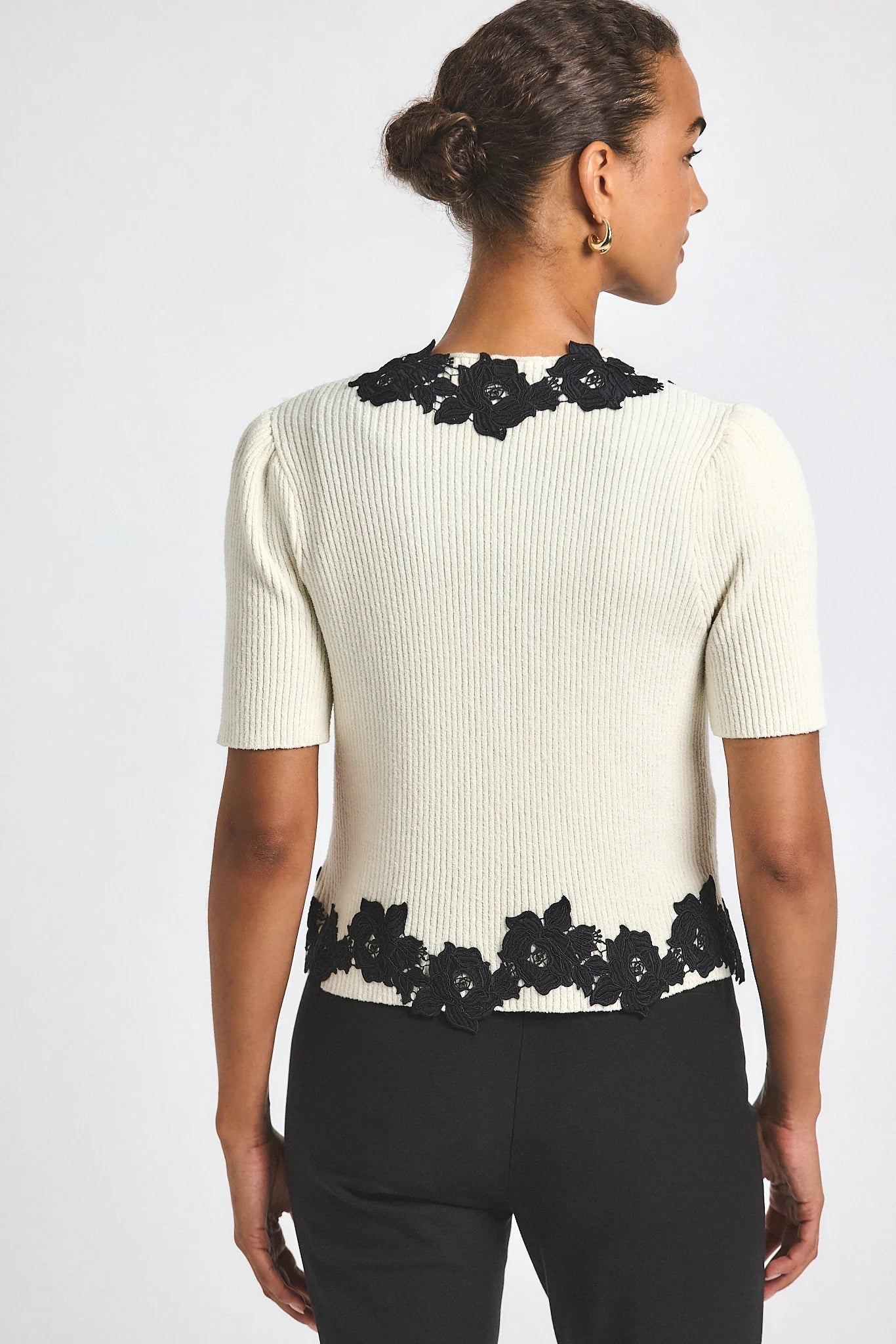 De9366 Lace Trim Cardigan