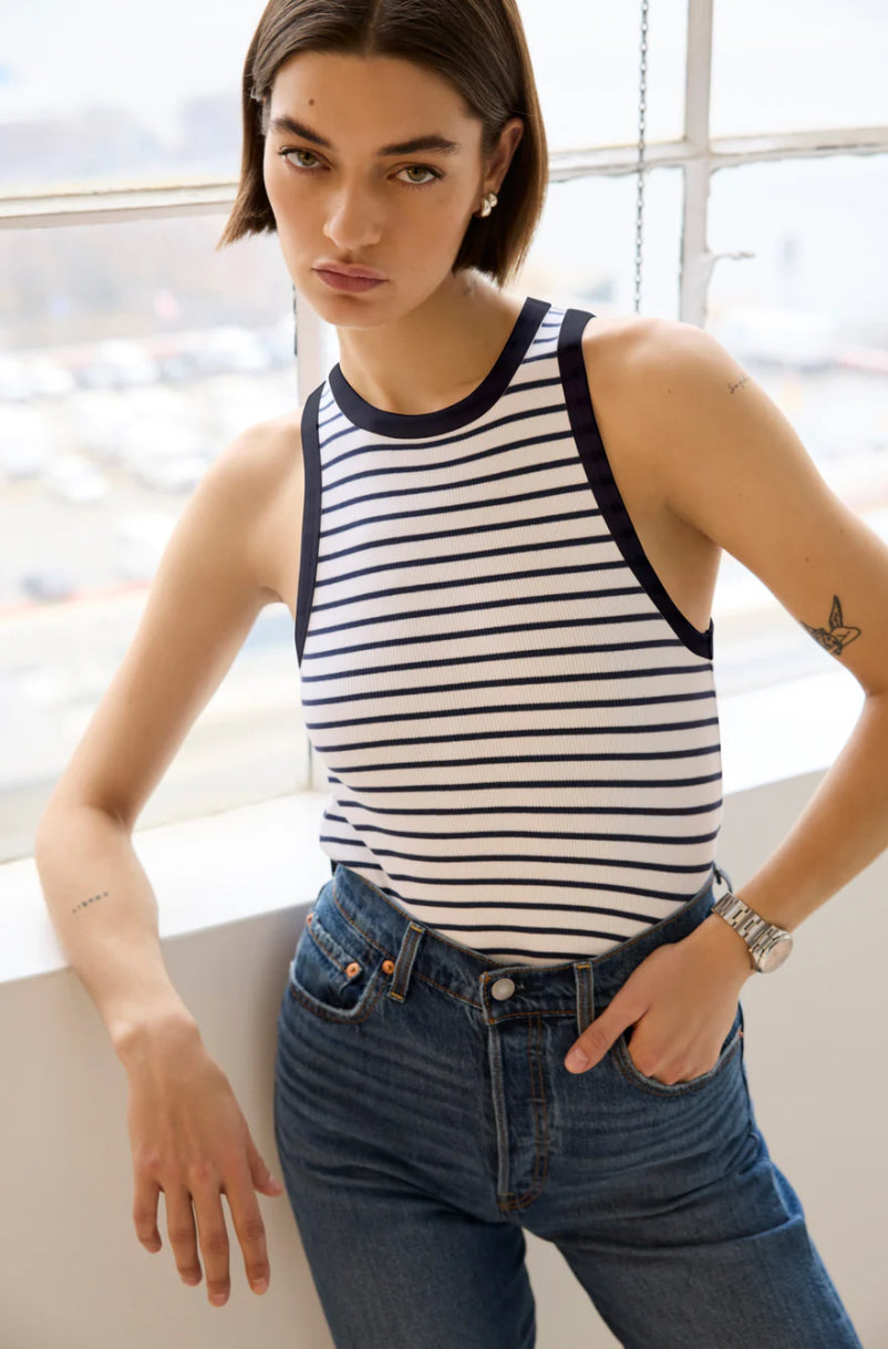 So1017 Basic Tank - Navy Stripe