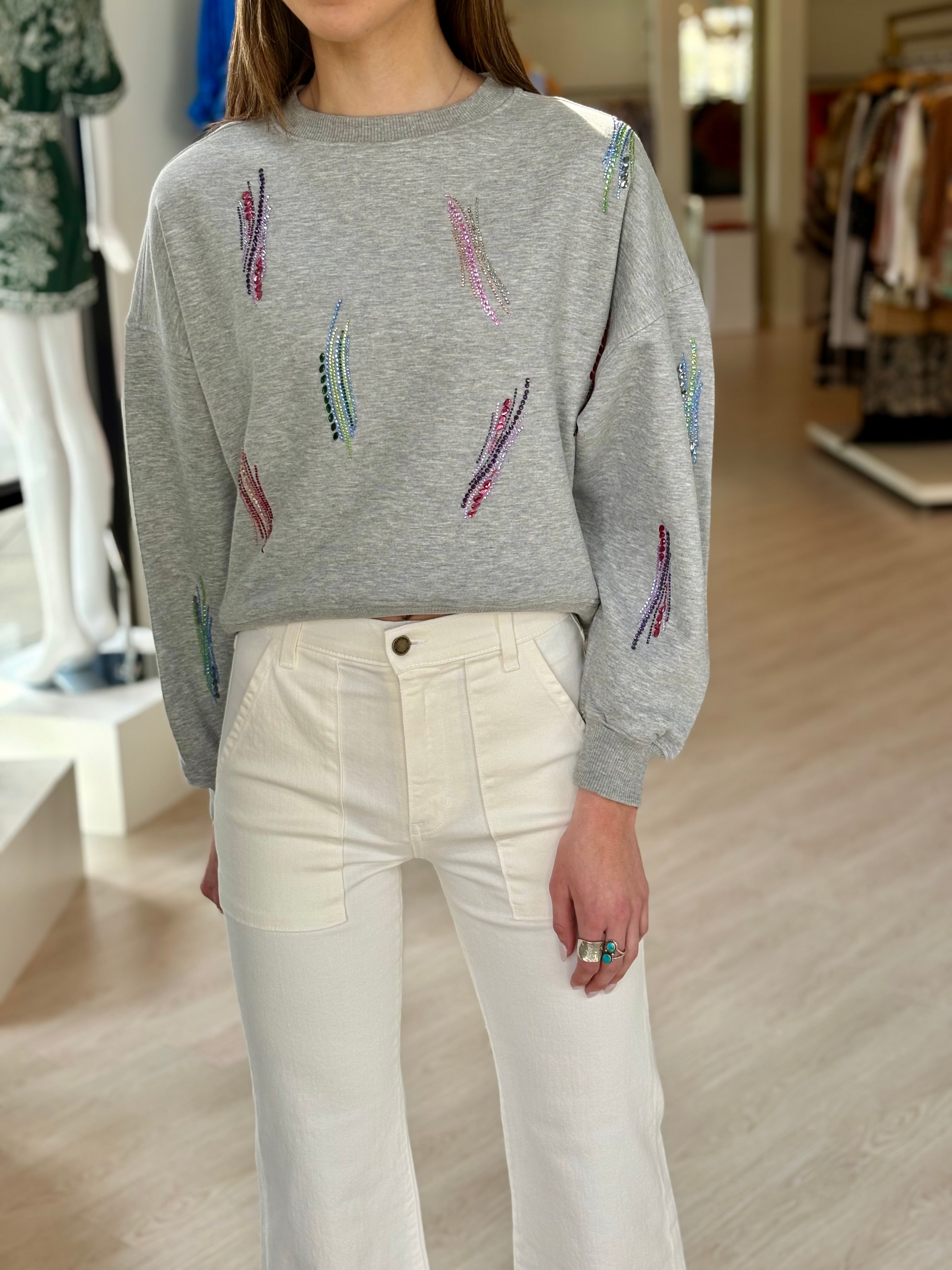 Cizt515 Crystal Embellished Sweatshirt
