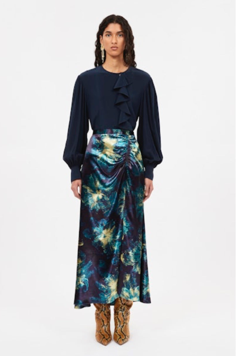 Ul0316 Ulla Johnson Ines Midi Skirt - Lazuli