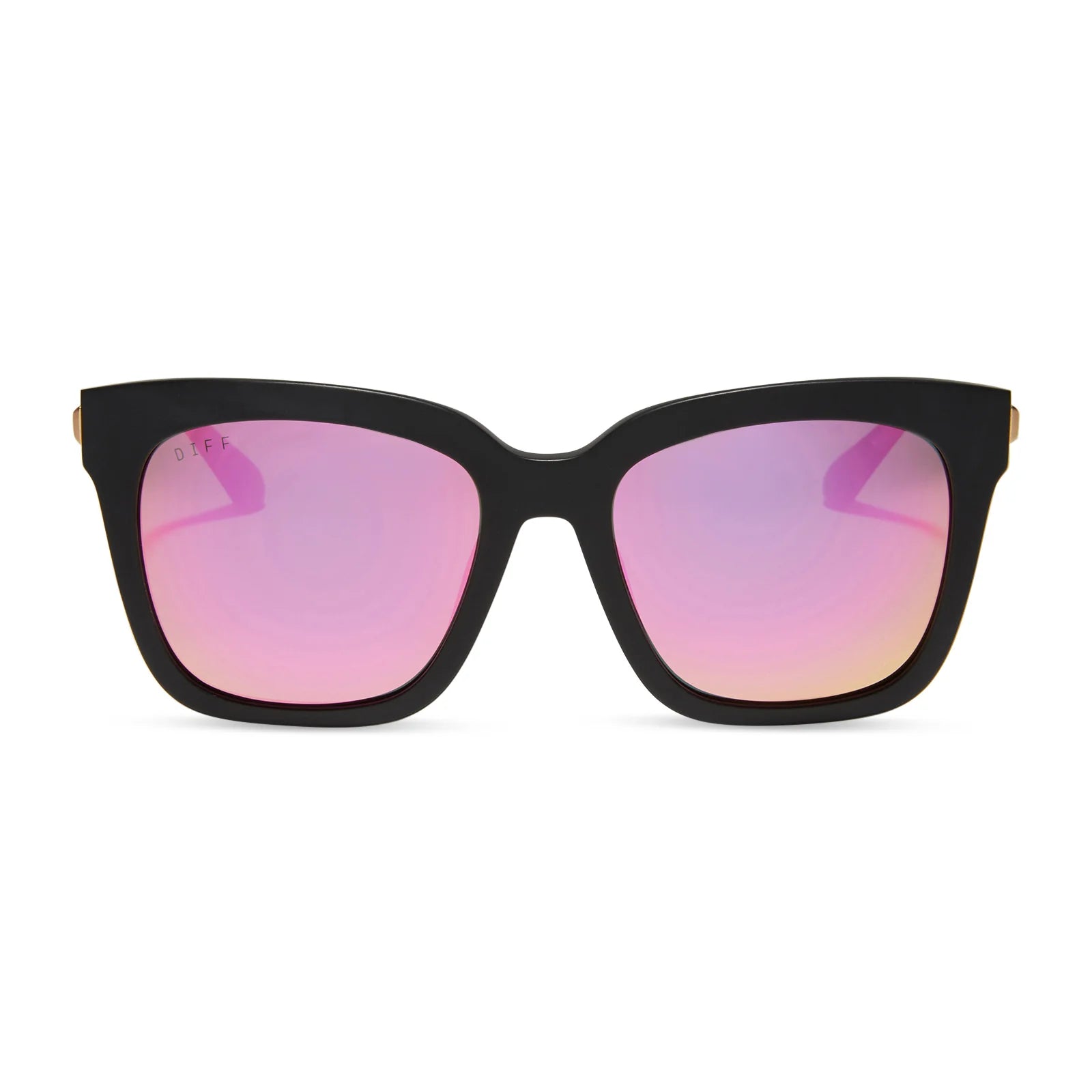 Bella Sunglasses - Matte Black + Pink Mirror Polarized