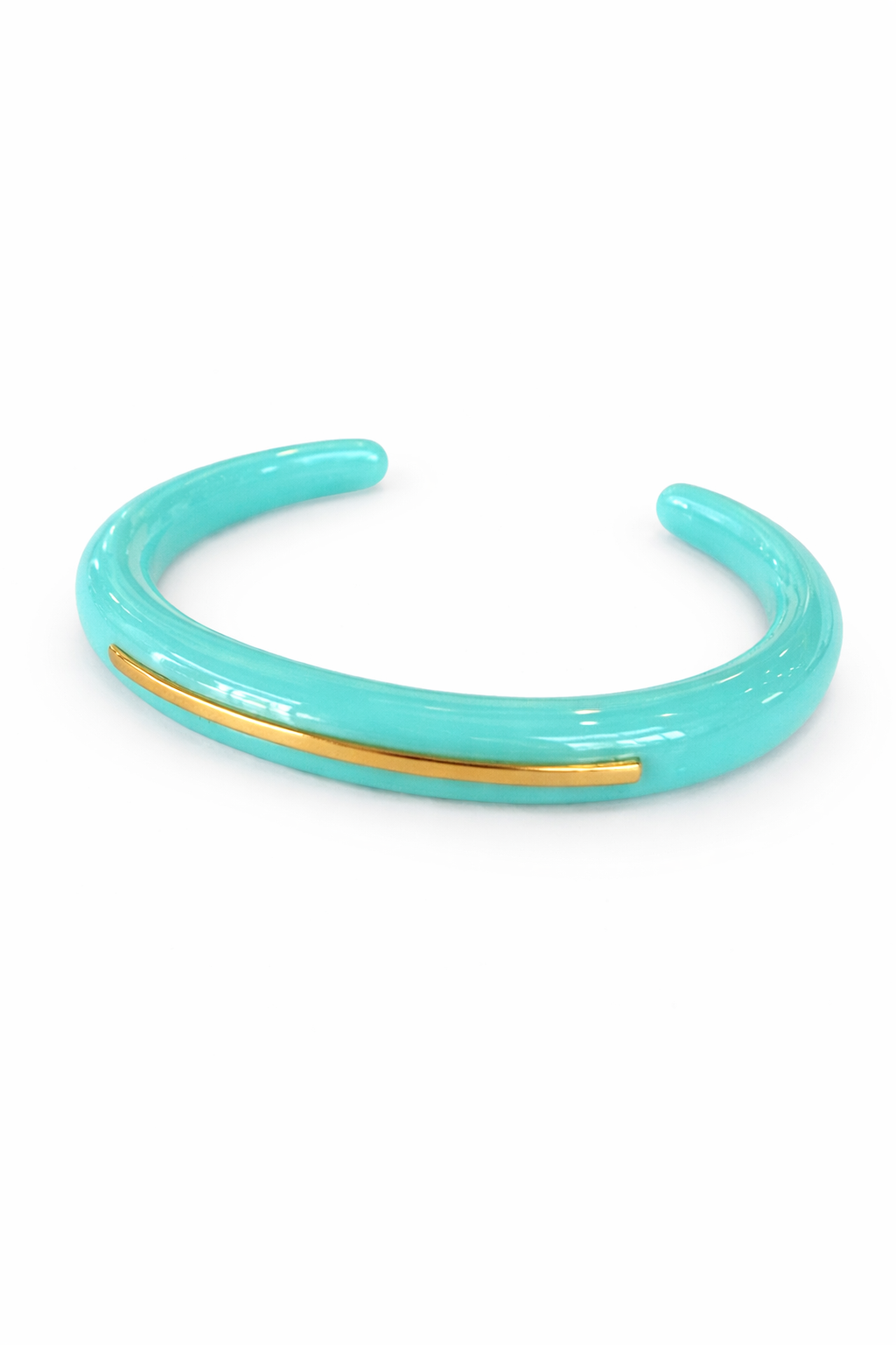 Lub118 Thin Gold Resin Bracelet - Turquoise