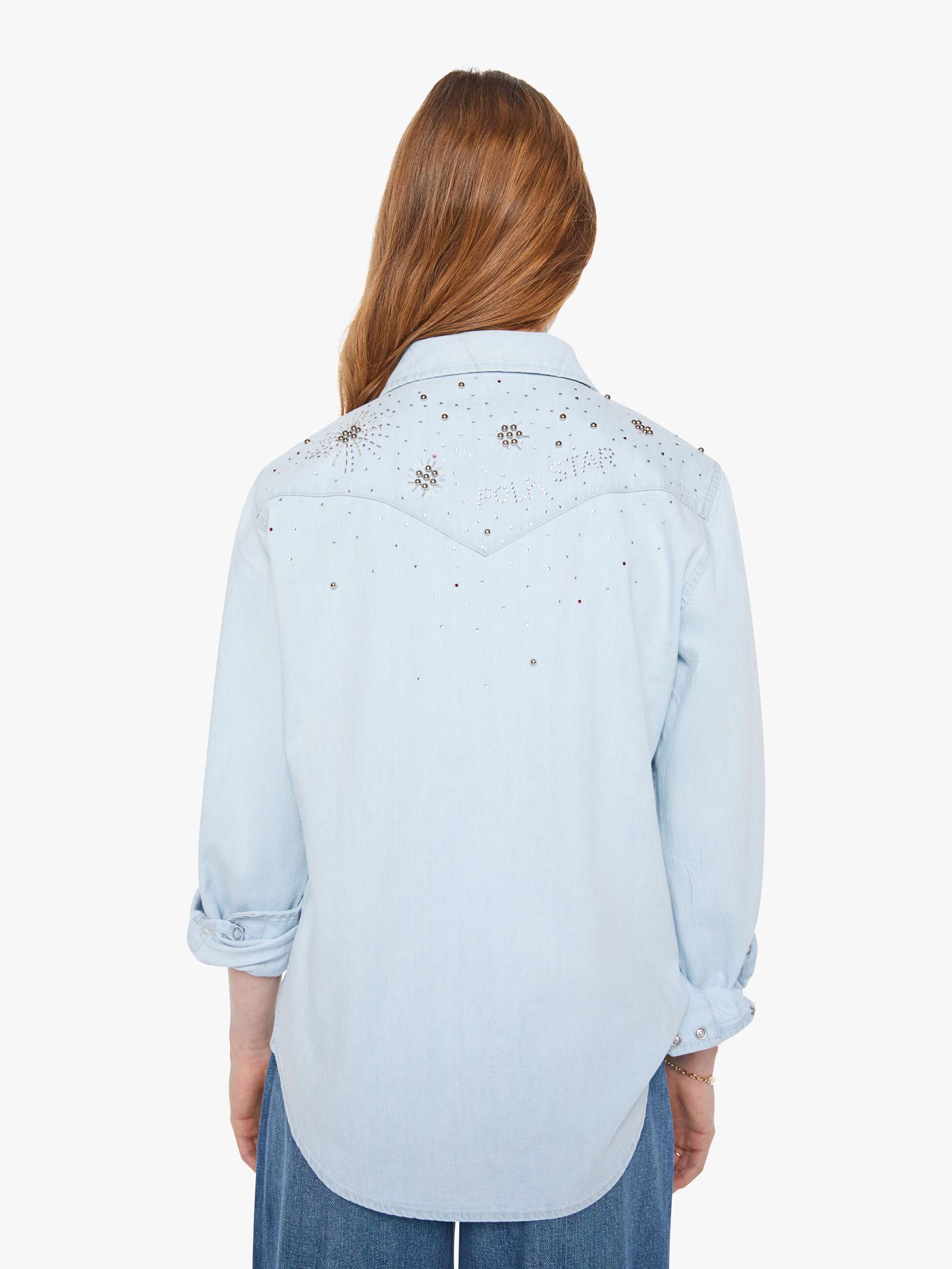 Mo21126 Embellished Denim Top