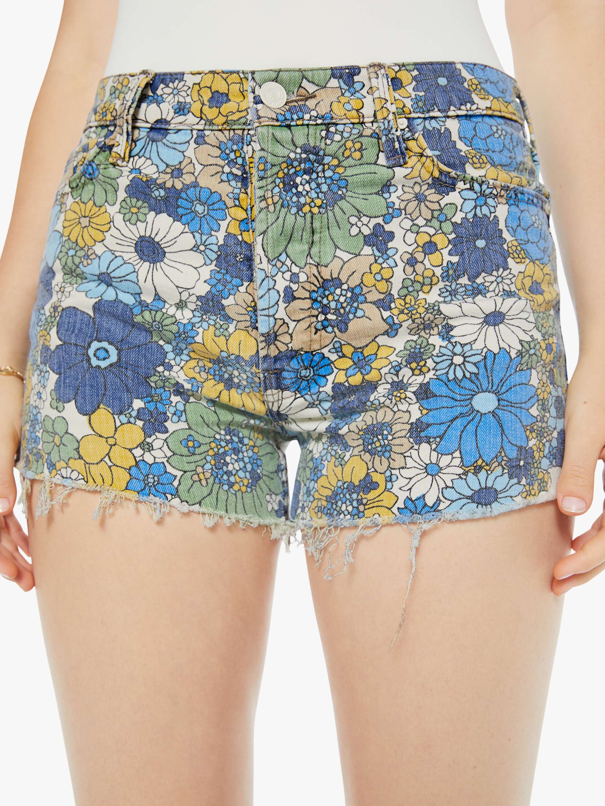 Mo4332 Mother Tomcat Kick Fray Short - Flowers