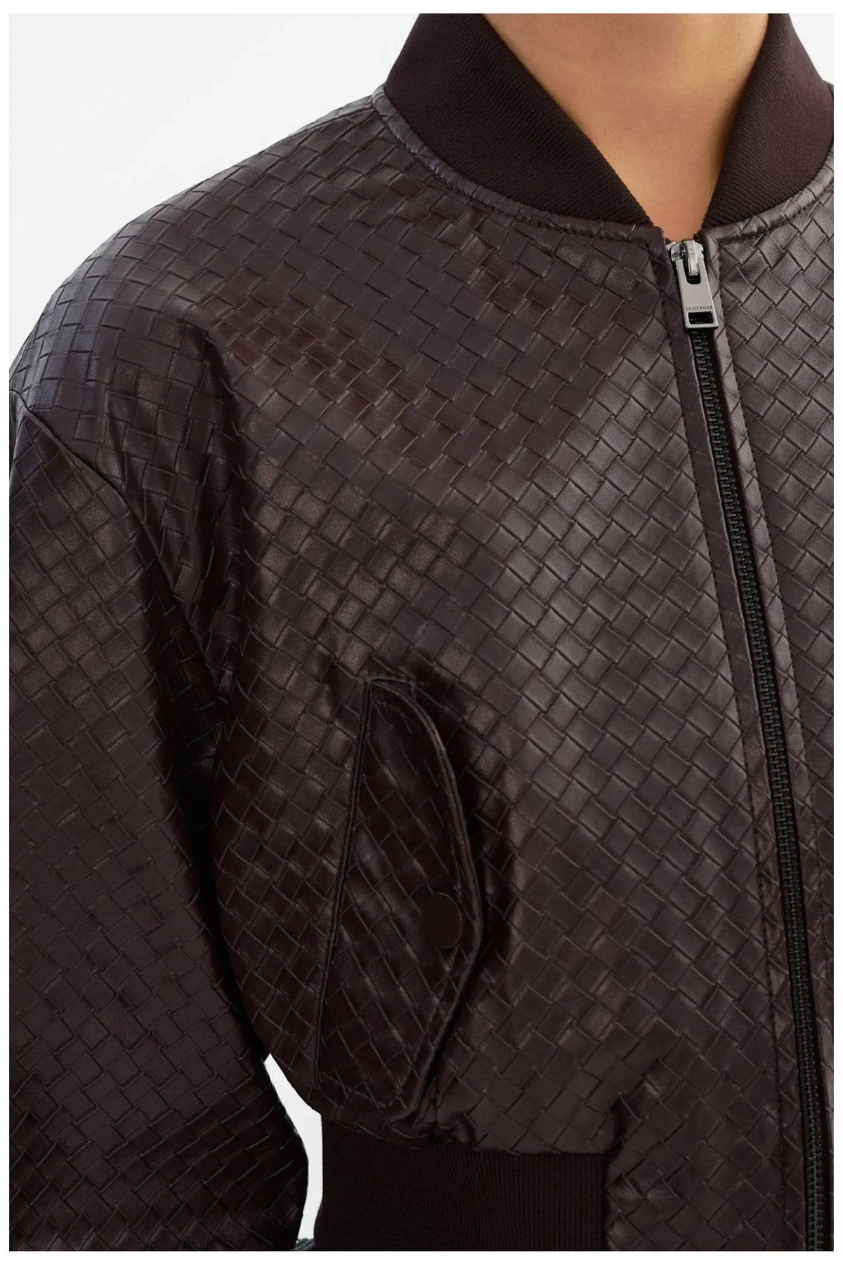 Laevelin Cropped Bomber Jacket - Dark Brown