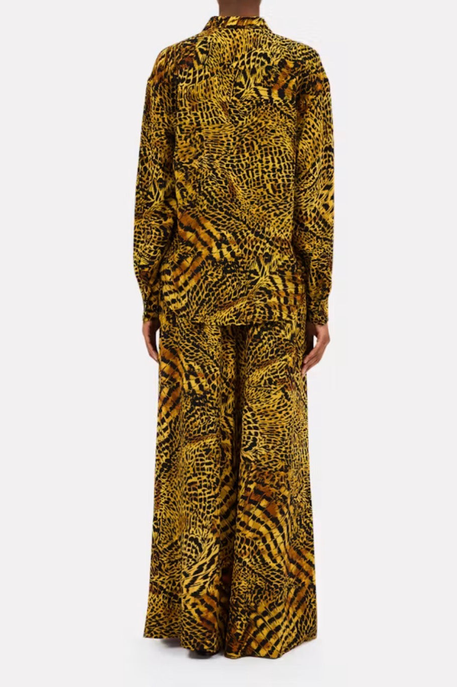 Ul0414 Animal Print Silk Wide Leg Pants
