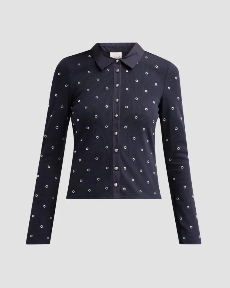Ci1356 Grommet Navy Top