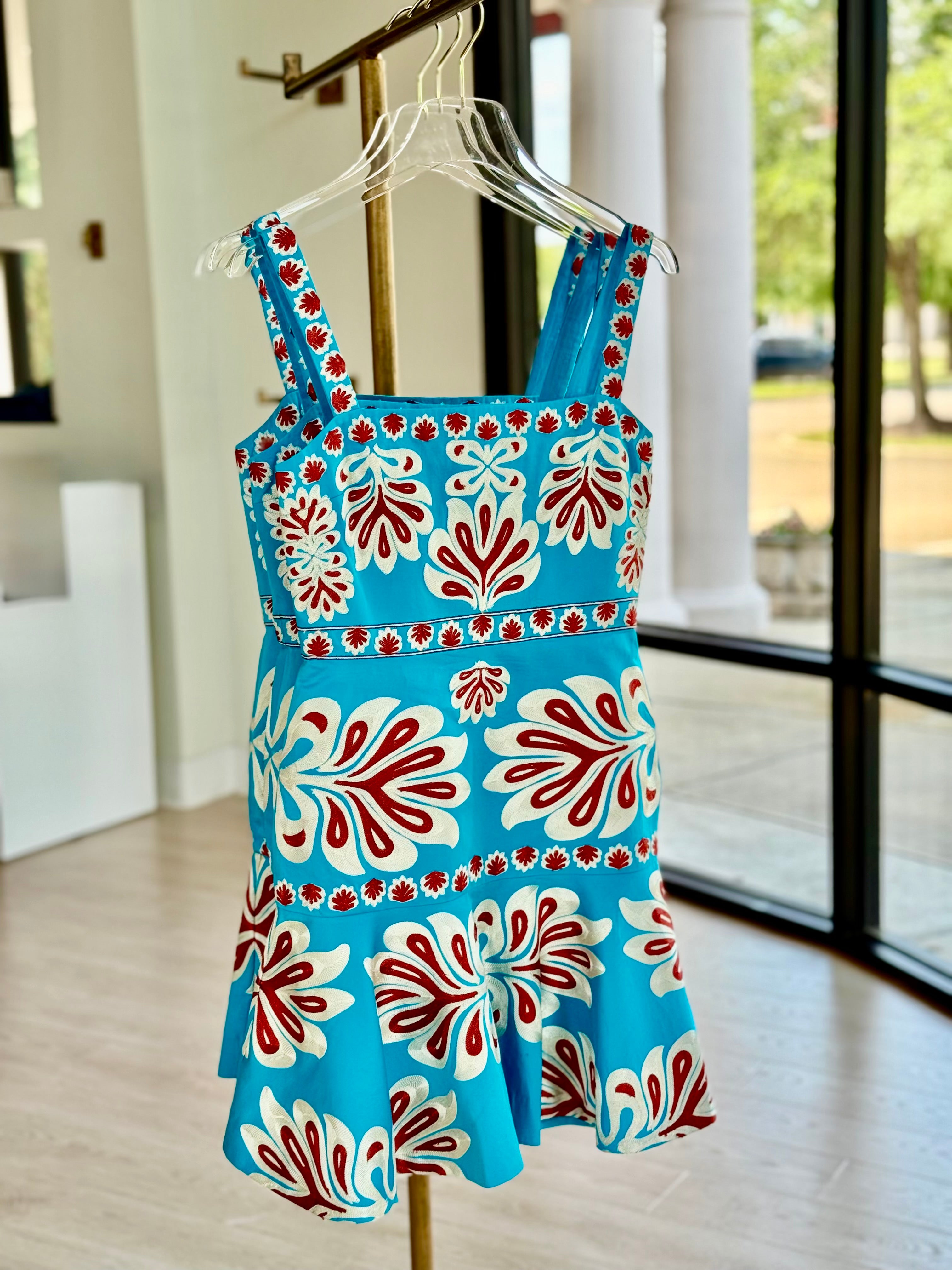 Al1120 Saverine Blue Embroidered Dress