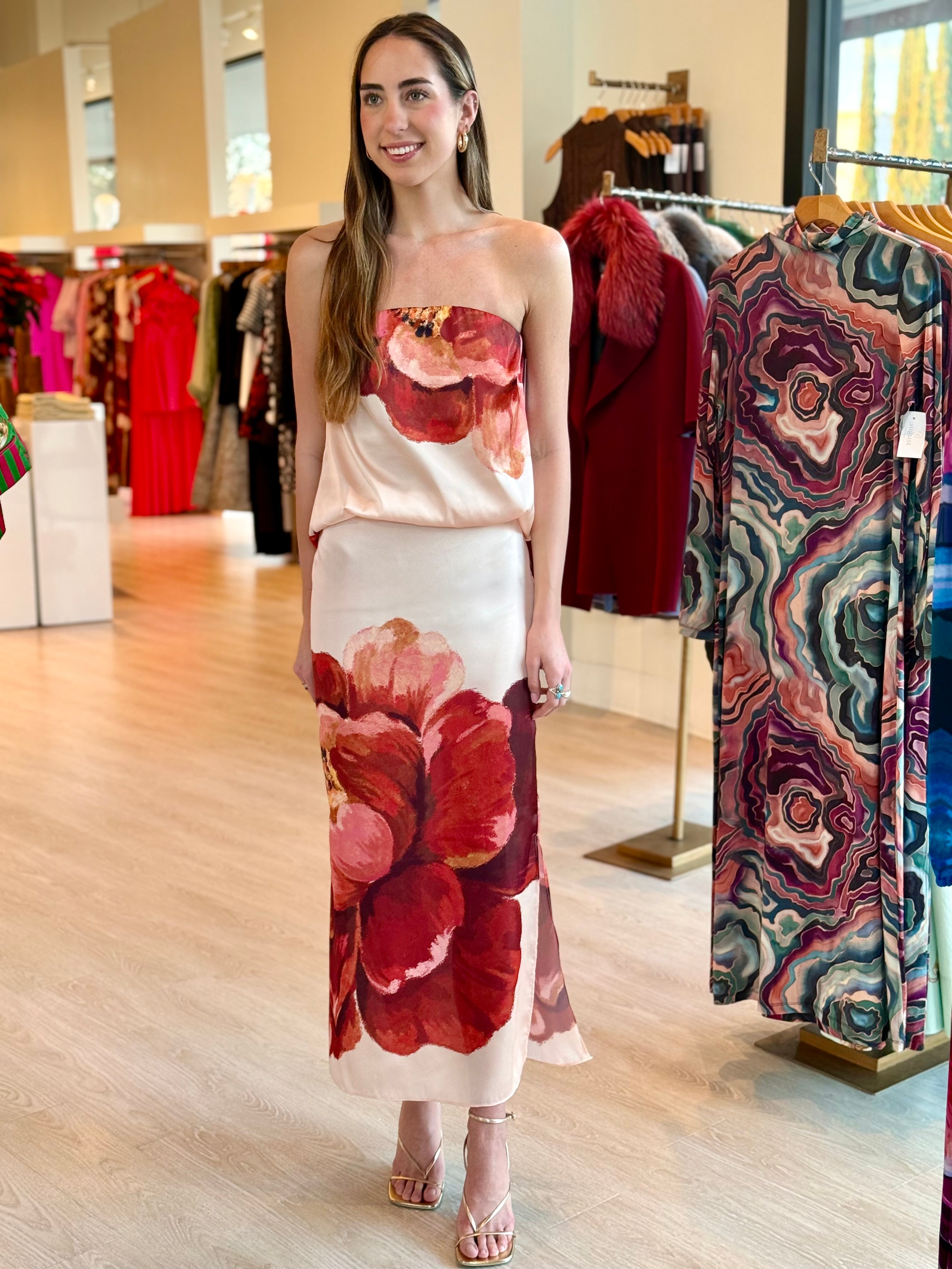 Mi9054 Set - Peony Print Skirt Set