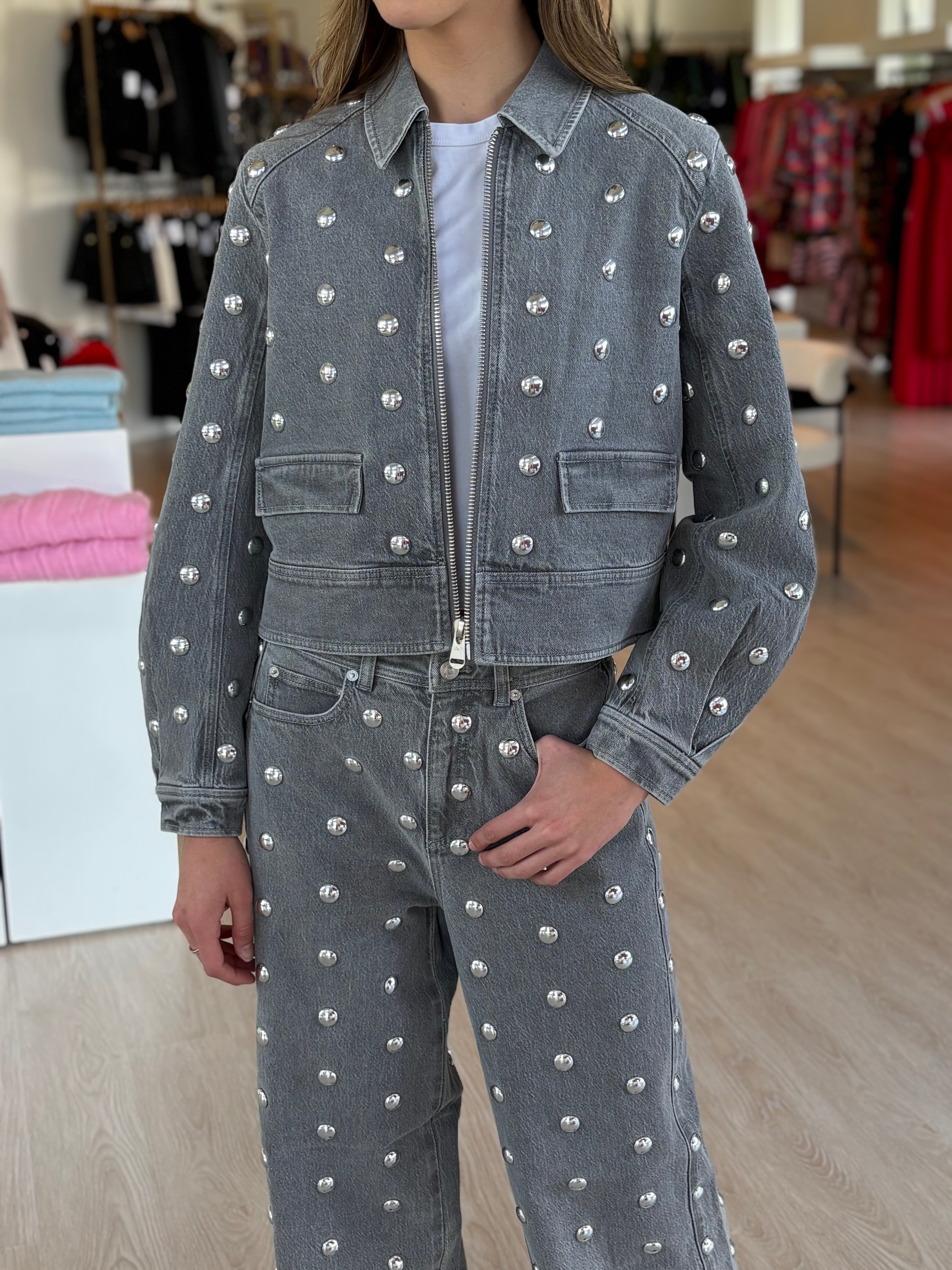 Ci10477 Studded Denim Jacket