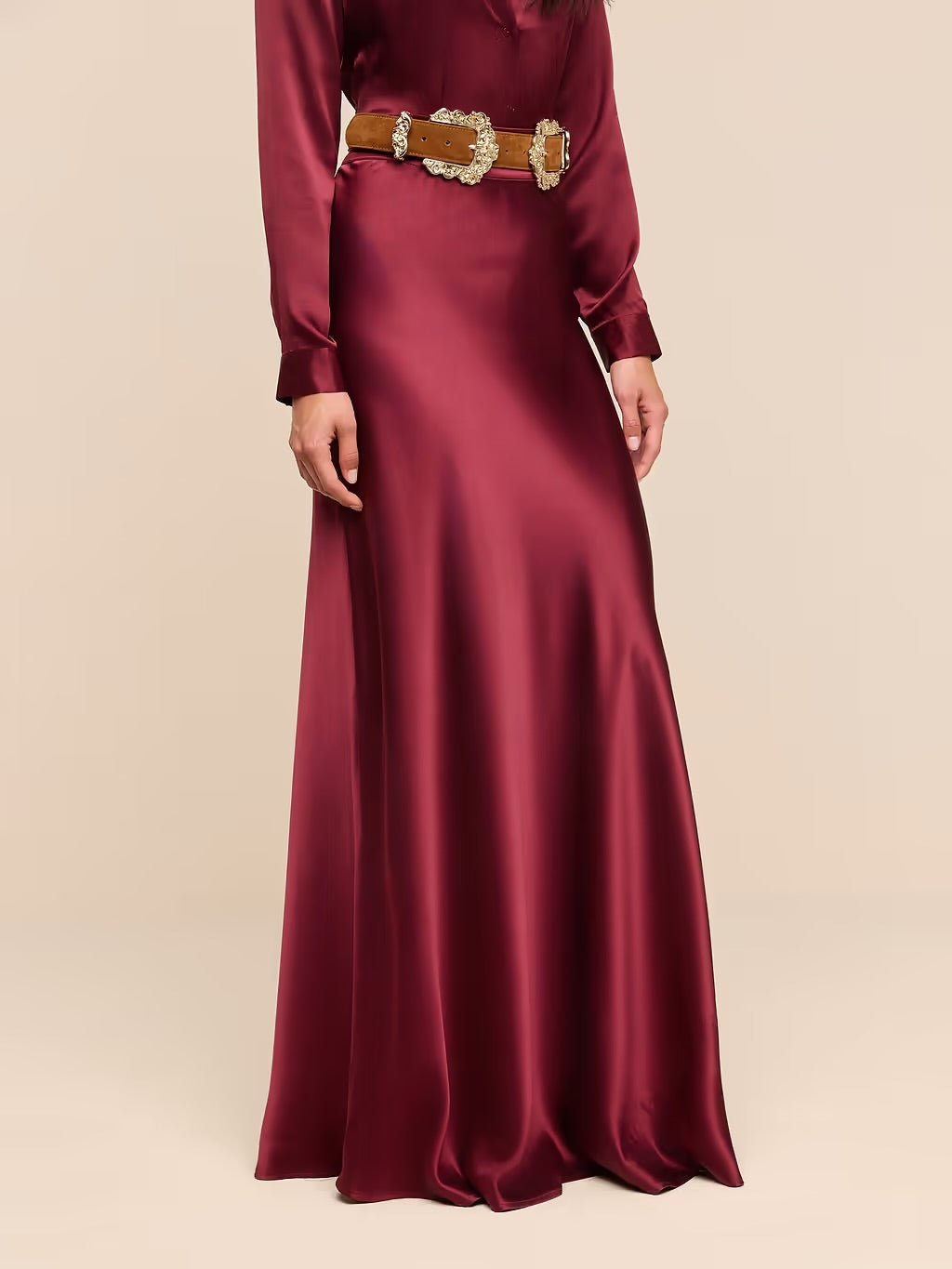 La3406 Merlot Maxi Skirt