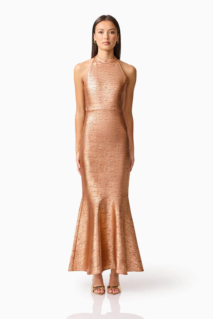 El2520 Rust Halter Gown