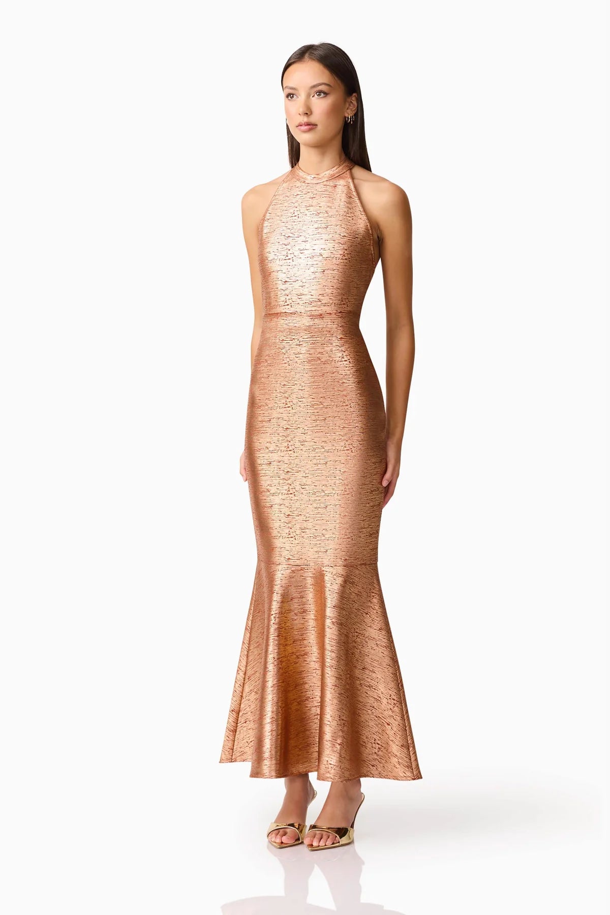 El2520 Rust Halter Gown