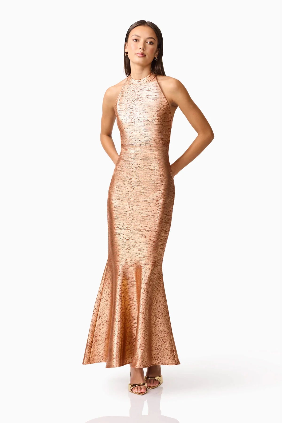 El2520 Rust Halter Gown