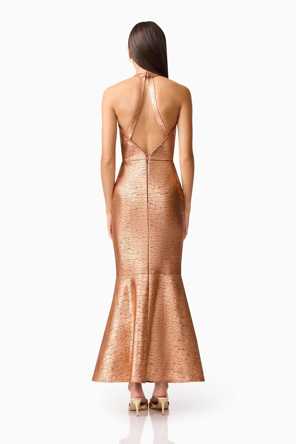 El2520 Rust Halter Gown