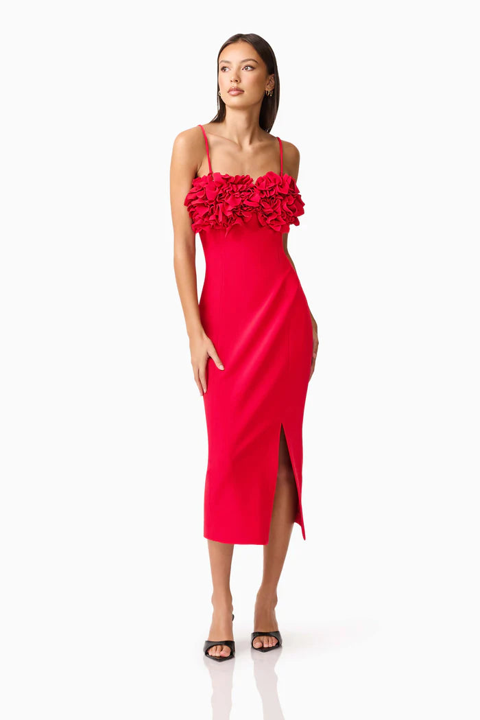 El2507 Crimson Midi Dress