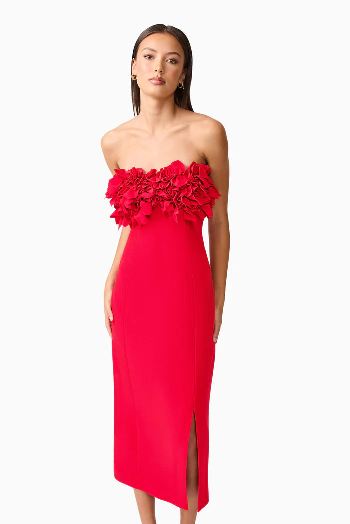 El2507 Crimson Midi Dress