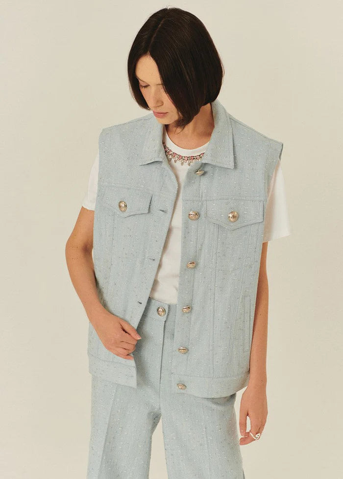 Ex6003 Exquise Textured Denim Vest