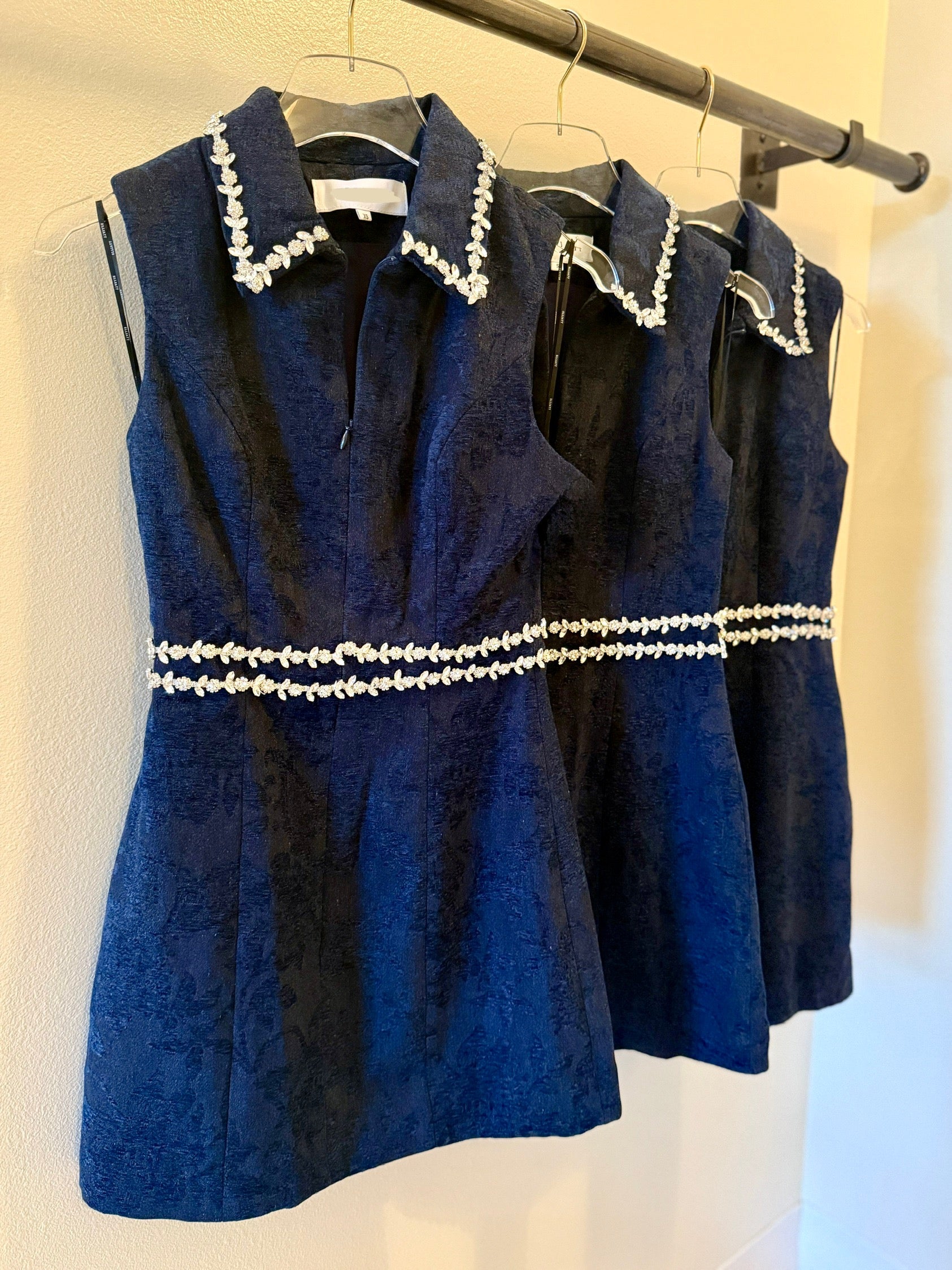 El2533 Indigo Embellished Mini Dress