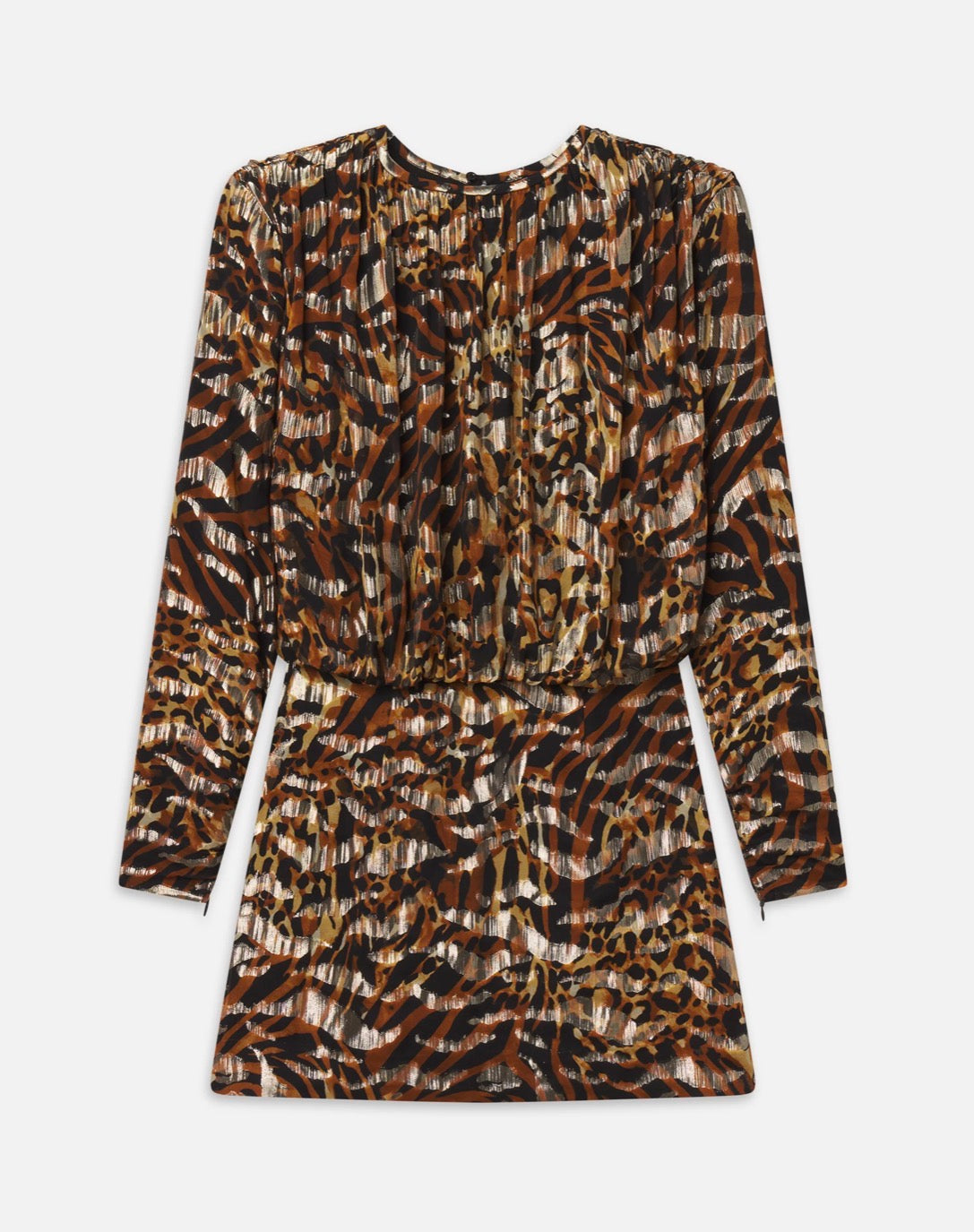 Frdr010 Abstract Leopard Metallic Mini Dress