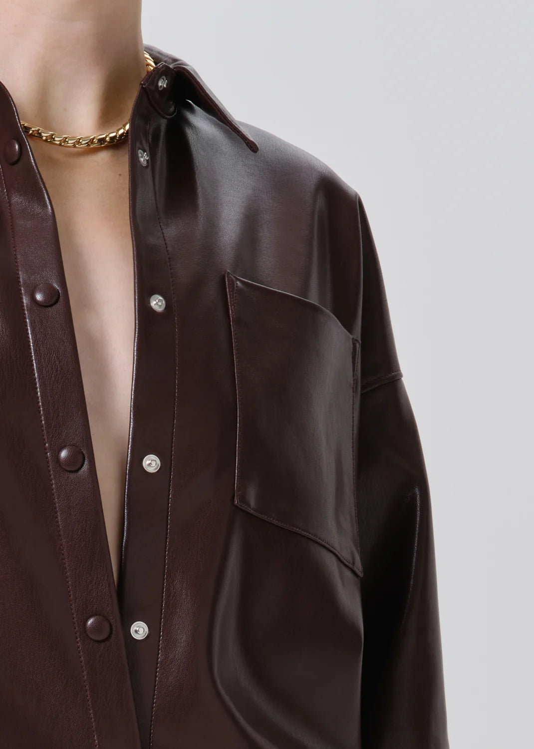 Ci3015 Vegan Leather Button Up