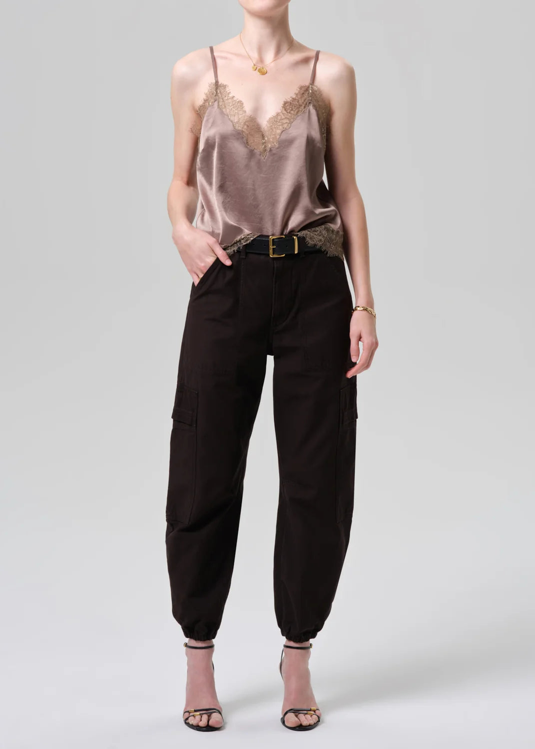 Ci2294 Ciela Bubble Hem Utility Pant - Espresso