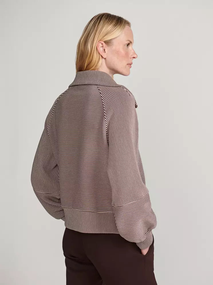 Va02122 Coffee Stripe Half Zip Pullover