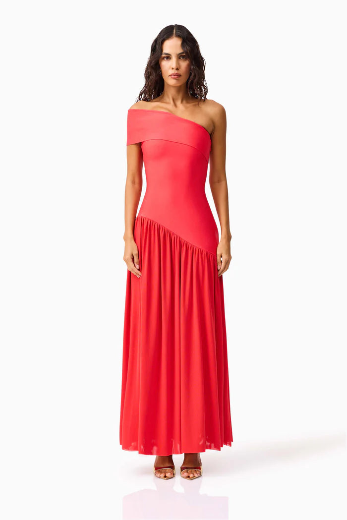 El2550 Coral Asymmetric Gown