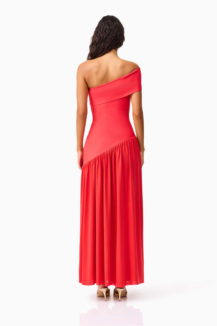 El2550 Coral Asymmetric Gown