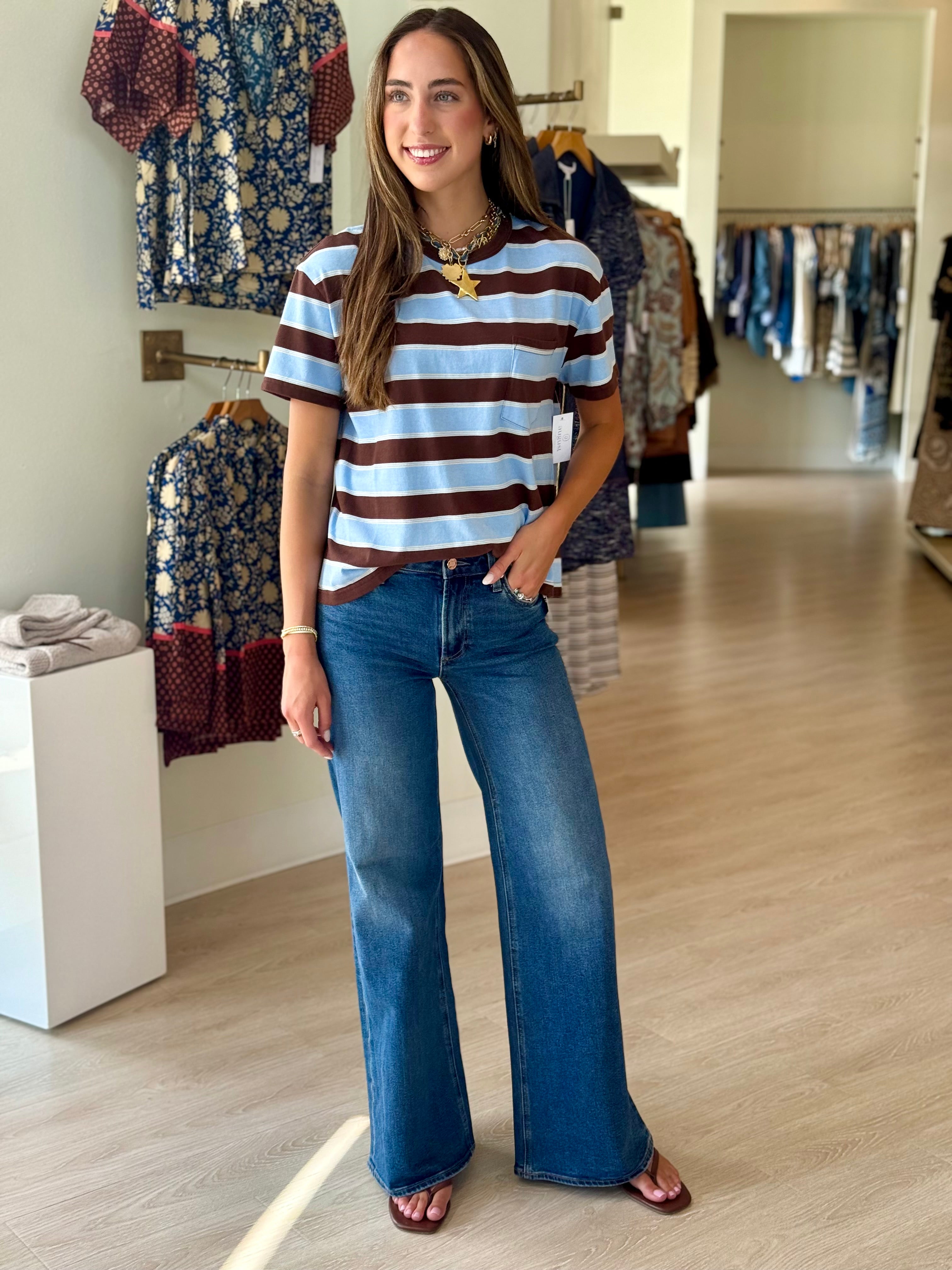 Pi16530 Mid Rise Wide Leg Jean