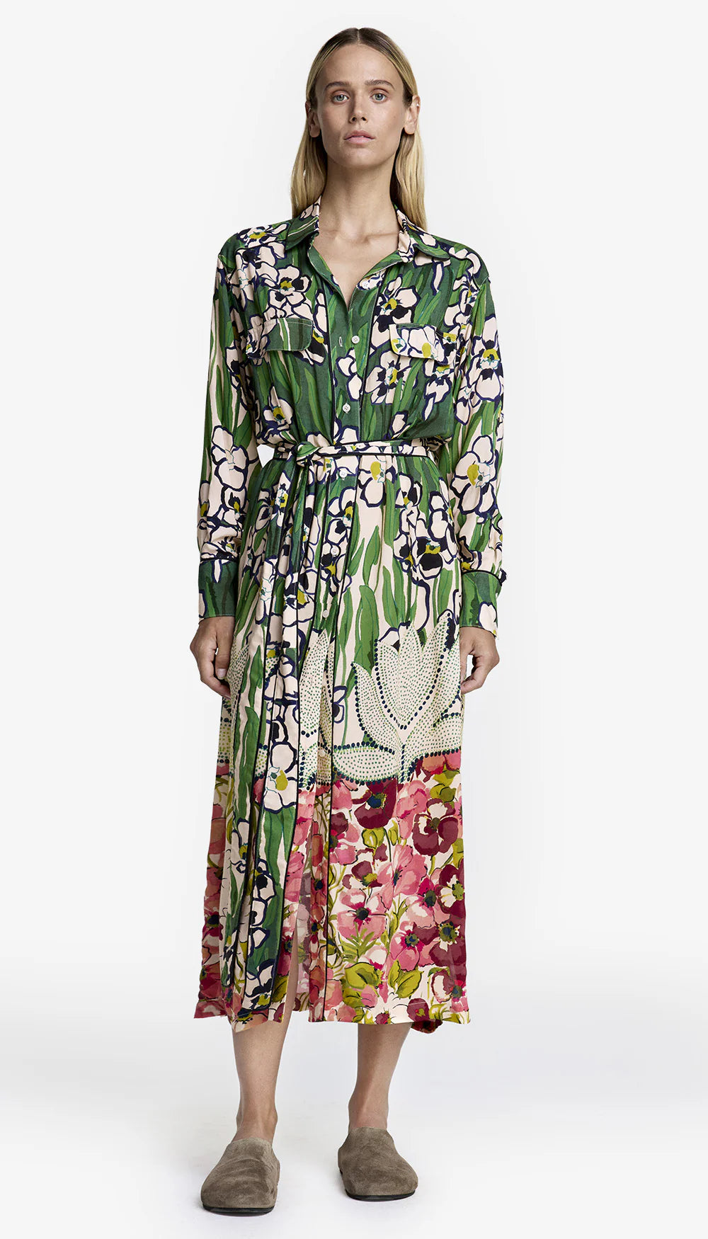 Sm081 Garden Floral Shirtdress