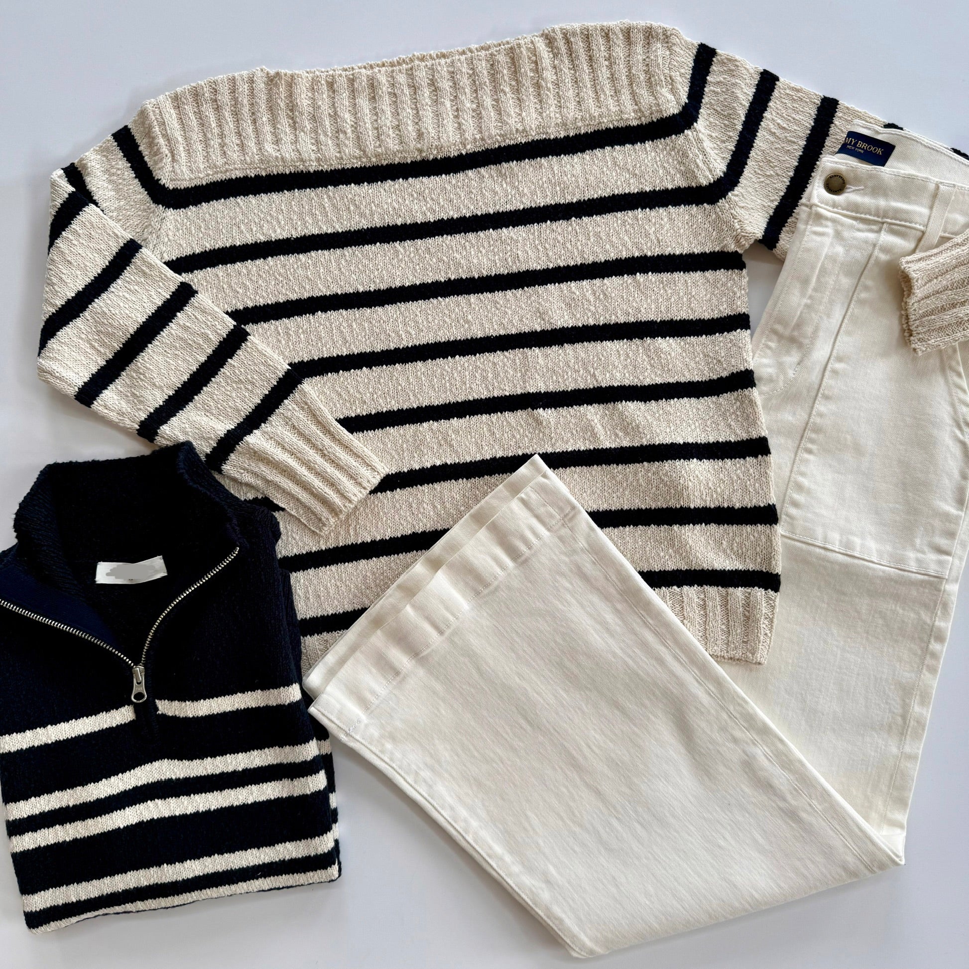 On828 Cream Stripe Pullover